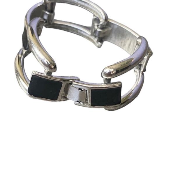 Monet Black and Silver Tone Link Style Bracelet - Picture 3 of 3